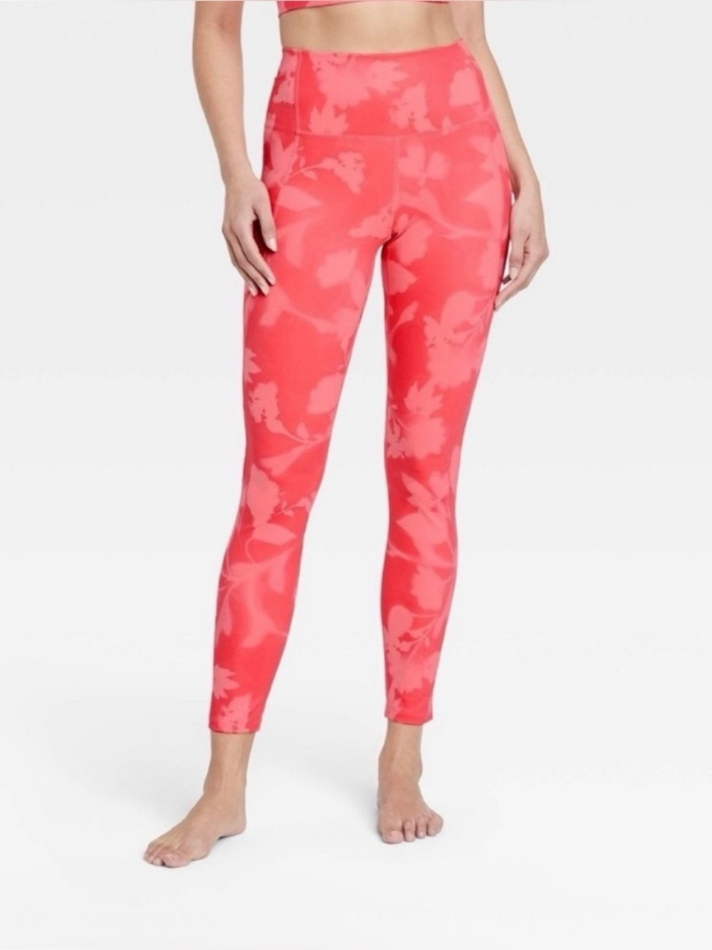 NWT All In Motion Brushed Sculpt High-Rise Pocket Leggings Melon Pink Floral XS